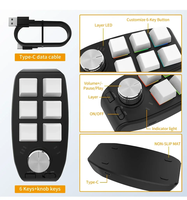 Teclado Macro RGB para Juegos, 6 Teclas + 1 Perilla de Volumen, Teclado para Juegos con Cable/Inalámbrico, Interruptor Rojo, Intercambio en Caliente, Función de Copiar y Pegar, Compatible con Windows