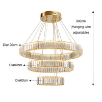 Rond Or Nordique Villa Salon Long Acier Lampes Suspendues Moderne De Luxe Grand LED Escalier K9 Lustre En Cristal Pendentif Lumières