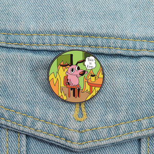 Perro divertido esto es divertido esmalte Pin <span class=keywords><strong>Casa</strong></span> de dibujos animados atrapado fuego broche solapa insignia lindo Animal joyería regalo para amigos al por mayor - Product Image 1