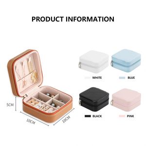 Custom Small Travel Jewelry Case, Jewellery Organizer <b>Box</b>, Portable Travel Jewelry <b>Storage</b> <b>Box</b> Zipper PU Leather Organizer - Product Image 2