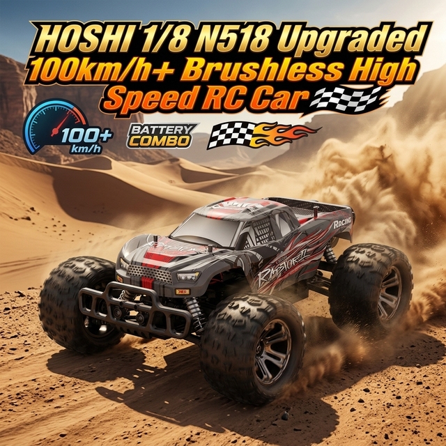 HOSHI 1/8 N518 Upgraded 100km/h+ Brushless High Speed RC Car Off-Road Monster Truck RTR 120A ESC 25+ Mins Professional Racing