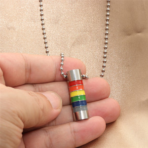 <b>Titanium</b> Steel Rainbow Cylindrical Pendant Themed Geometric Men's Fashion Jewelry Gift Summer 2021 - Product Image 4