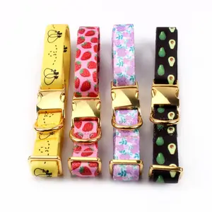 2024 Popular Luxury Designer Custom Dog Collar Metal Buckle Hardware Personalized Sublimation Gold Pet Dog Collar Manufacturer