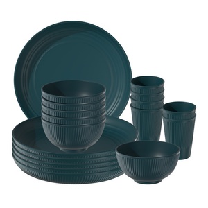 Juego de Vajilla de Plástico PP de 18 Piezas, Moderno y Minimalista, con Rayas Verticales, Apto para Microondas, con Tazas, Tazones y Platos Personalizables - Product Image 5