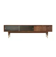 Mueble de madera de cerezo para sala de estar, mueble de TV de estilo nórdico minimalista, negro, nogal, audio visual