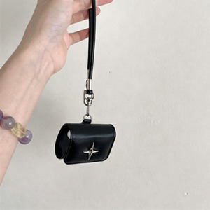 Étui de protection antichoc Zenos Ins Style en cuir noir écologique avec sangle de maintien et décor étoile, anti-perte, pour designers - Product Image 4