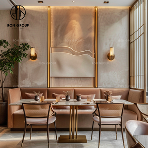 Premium Moderne Commercial Pierre Frittée Table Carrée Rotin Chaise <span class=keywords><strong>Velours</strong></span> Long Banc Cabine Sièges Café Restaurant Ensemble de Meubles - Product Image 2