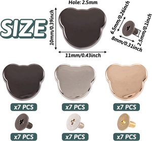 Magibeads Sets Bear Leather Rivets Kit Cute Alloy <b>Purse</b> Screws Back Buttons Decorative Rivets Tightener Metal Buckle Studs For C - Product Image 4
