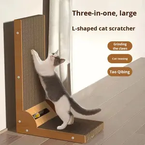 L-vormige luxe doe-het-zelf krabpaal & bed, slijtvast bruin bord voor katten - <span class=keywords><strong>Petfusion</strong></span> Ultimate - Product Image 3