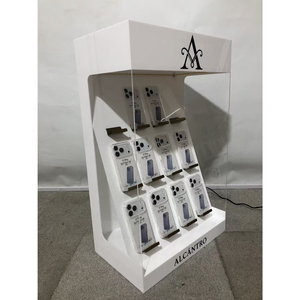Mobile Phone Counter Top Acrylic Multiple <strong>Shelf</strong> Display Stand White Color Phone Cases Display Rack with LED Light Customized - Product Image 4