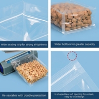 Sachets Doypack en gros avec poignée, qualité alimentaire, transparent givré, refermables à fermeture éclair, fond plat, pour emballage alimentaire et snacks, 50 pièces, OEM