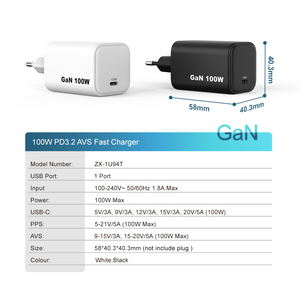 สินค้าใหม่<span class=keywords><strong>ท</strong></span>ี่ชาร์จเร็ว GaN PD3.2 AVS PPS 100W หัวชาร์จติดผนัง USB‑C สำหรับ MacBook Pro, iPhone 17, Samsung S26 Ultra ได้รับการรับรอง CE, CB, RoHS - Product Image 6