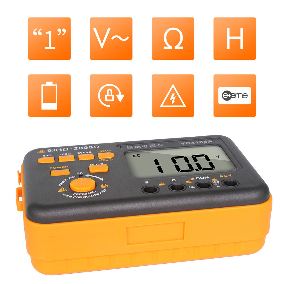 VC4105A 2000ohm 500V Digital Only Earth Resistance Tester Ground Meter ...