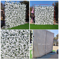 Mur de fleurs rouges DKB 3/5D en tissu enroulable, panneau mural en soie artificielle avec roses pour la décoration de scène de mariage