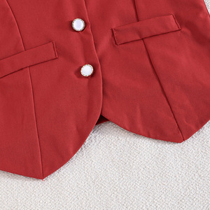 Abbigliamento Estivo per Bambine, Gilet Senza Maniche <span class=keywords><strong>con</strong></span> Scollo a <span class=keywords><strong>V</strong></span> e Bottoni, Gonna Plissettata, Nuovi Vestiti per Bambini all'Ingrosso - Product Image 5