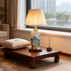 Lampe vase en céramique blanche de luxe de style américain LED lamo de table funky pour décoration de chambre de chevet de filles - Product Image 5