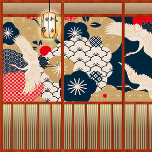Peinture murale de style Ukiyo-e japonais, <span class=keywords><strong>papier</strong></span> <span class=keywords><strong>peint</strong></span> personnalisé avec la <span class=keywords><strong>montagne</strong></span> Fuji et les fleurs de cerisier pour restaurant - Product Image 2
