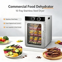 Déshydrateur alimentaire rotatif à 12 niveaux en acier inoxydable avec chauffage électrique numérique pour usage domestique et commercial - Sécheur de fruits et légumes