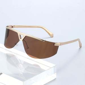 Lunettes de soleil carrées en alliage Y2K avec logo personnalisé, monture large, coupe-vent, protection UV400, pour hommes et femmes, collection mode 2025 - Product Image 3