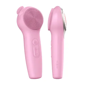 3 In 1 Facial Cleaning Brush Device Heat Therapy Deep Cleaning Electric Sonic Silicone Clean Brush
