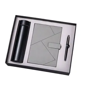 Juego de regalo de cuaderno Premium con bolígrafo y botella, artículos de regalos promocionales corporativos personalizables con logotipo, juego de regalo de taza y cuaderno