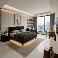 Usine directe hôtel de luxe moderne chambre ensemble de meubles en bois massif 5 étoiles hôtel standard cadre de lit panneau têt