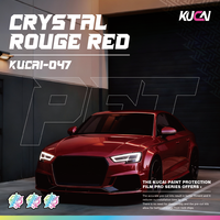 KUCAI Stiker Mobil PET Backing Warna Merah Kristal Gloss Metallic Cat Vinyl Mobil 1.52*17m/roll