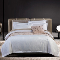 Ensemble de draps de lit à rayures blanches King Size Crisp Taie d'oreiller plate ajustée Heavyweight Hotel Quality Factory Direct 100% Cotton Striped