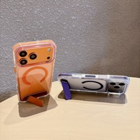 Coque de téléphone magnétique transparente en TPU coloré avec support pliable pour iPhone 18 Pro Max 17 16 15