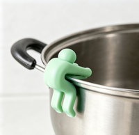 FOREVER Clip de Couvercle de Casserole en Silicone, Motif Petit Homme Mignon, Résistant à la Chaleur, Anti-Débordement, Support Créatif pour Couvercle de Casserole, Gadget de Cuisine pour Empêcher l'Ébullition
