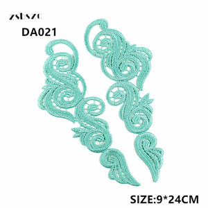 Appliques en dentelle de Venise hydrosolubles, brodées de feuilles baroques, couleur pastel vert mousse, effet miroir, pour robe Cottagecore DIY - Product Image 5