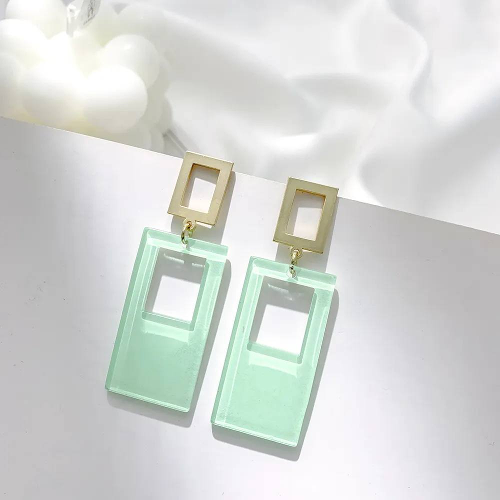 Fashion Statement Geometric Acrylic Square Dangle Earring Wedding Jewelry Drop Earrings for Women