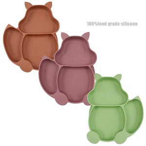 Ensemble d'assiettes pour bébé en silicone de qualité alimentaire sans BPA avec fourchette et cuillère en forme d'animal, vaisselle écologique pour tout-petits et enfants - Product Image 1