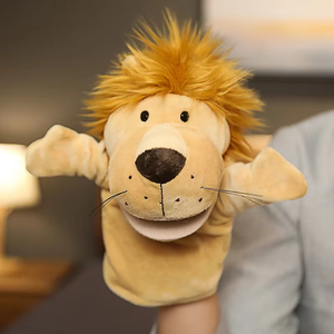 Marioneta de Mano de León de Peluche Suave y Creativa y Marionetas de Dedo de Animales de Granja con Algodón PP Esponjoso, Juguete Adorable para Niños, Juegos de Rol - Product Image 1