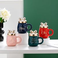 Haute beauté jus de noël tasse à boire avec couvercle poignée tasse cadeau de noël créatif café tasse en céramique