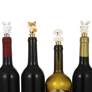 Animal Series <b>Wine</b> Stoppers Rabbit Puppy Fox Zinc Alloy Sealing Bottle Stopper For Weddings Parties Holidays - Product Image 2