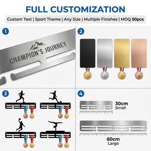 カスタム大型パノラマレーザーカットメタルメダルハンガー壁掛けディスプレイラック30枚以上のメダル収納可能スポーツ賞品用 - Product Image 5
