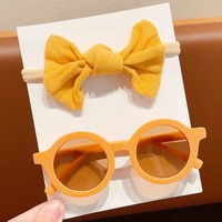 Lunettes de soleil à bas prix, lot de 2, avec élastiques pour cheveux, design bandeau bébé en nylon, lunettes de soleil rondes, accessoires pour cheveux pour enfants avec nœud bouffant