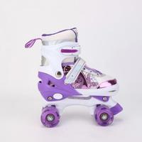 Patins à roulettes double rangée à roues lumineuses pour enfants, filles et garçons, avec protection pour débutants, frein, roulements ABEC-7, en tissu maillé PU