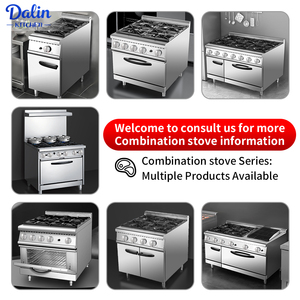 Horno de Gas Inteligente de Acero Inoxidable con 4 Quemadores, Profesional para Restaurantes, Estufa Combinada DL-RA-4-3, Equipo de Cocina Combinado - Product Image 4