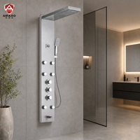 Panneau de douche AMAXO en acier inoxydable SUS 304, système de douche multifonctionnel, panneau de douche de luxe pour hôtel, douche à effet pluie