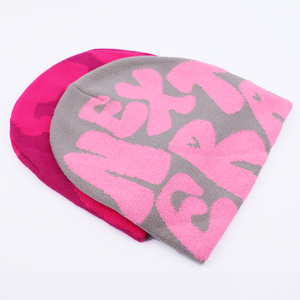 קיאנזון y2k jquard beananni כובע רקום מותאם אישית רקום לוגו שני טון סרוג אביזר חורף עם דפוס אותיות - Product Image 6