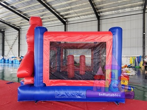 Castillo Inflable con Temática de Superhéroe Guerrero de Telarañas, Rojo y <span class=keywords><strong>Azul</strong></span>, Castillo Hinchable de Dibujos Animados para Niños, Alquiler Comercial para Fiestas Pequeñas - Product Image 4