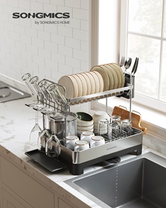 <span class=keywords><strong>SONGMICS</strong></span> égouttoir à vaisselle à 2 niveaux pour comptoir de cuisine étendoir à vaisselle multifonctionnel avec support de planche à découper - Product Image 2