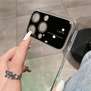 Lusso gradiente vetro grande finestra PC custodia per <span class=keywords><strong>iPhone</strong></span> <span class=keywords><strong>14</strong></span> 13 12 Pro pellicola protettiva per obiettivo della fotocamera - Product Image 3