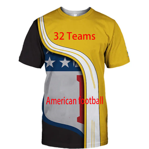 Bóng Đá Mỹ 32-Đội 3D Kỹ Thuật Số Màn Hình Lụa In Vòng Cổ Ngắn Tay Áo Lưới T-Shirt Dệt Kim Vải - Product Image 1