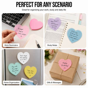 Heart Shape PET Sticky Notes Self Adhesive Waterproof <b>Memo</b> <b>Pads</b> Smooth Writing Bright Color Removable Heart Sticky Notes for Off - Product Image 5