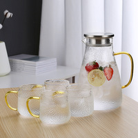 Marteau théière pichet pichet bouteille d'eau bouilloire en verre ensemble pichet en verre résistant aux hautes températures carafe à eau avec poignée de couleur