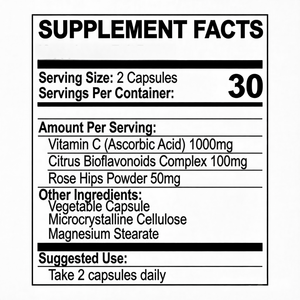 Complément Alimentaire OEM Vitamine C 1000mg en Capsules, 60 Capsules, Saveur Orange, Marque Privée - Product Image 2