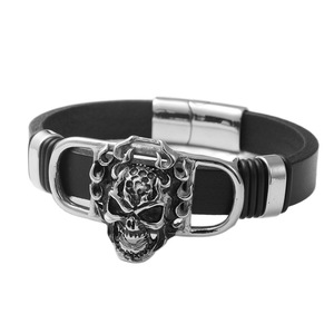 Titanium Steel Skull <b>Bracelet</b> Black Flame Design Fashion <b>Cuff</b> Jewelry Gift - Product Image 1